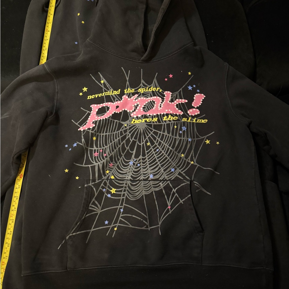 Stylish Black Hoodie with Pink and Yellow Graphic SPYDER